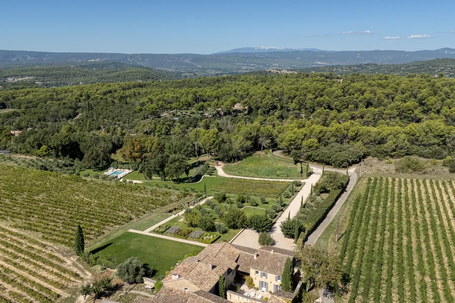 The valley and the Luberon hills from above the estate
